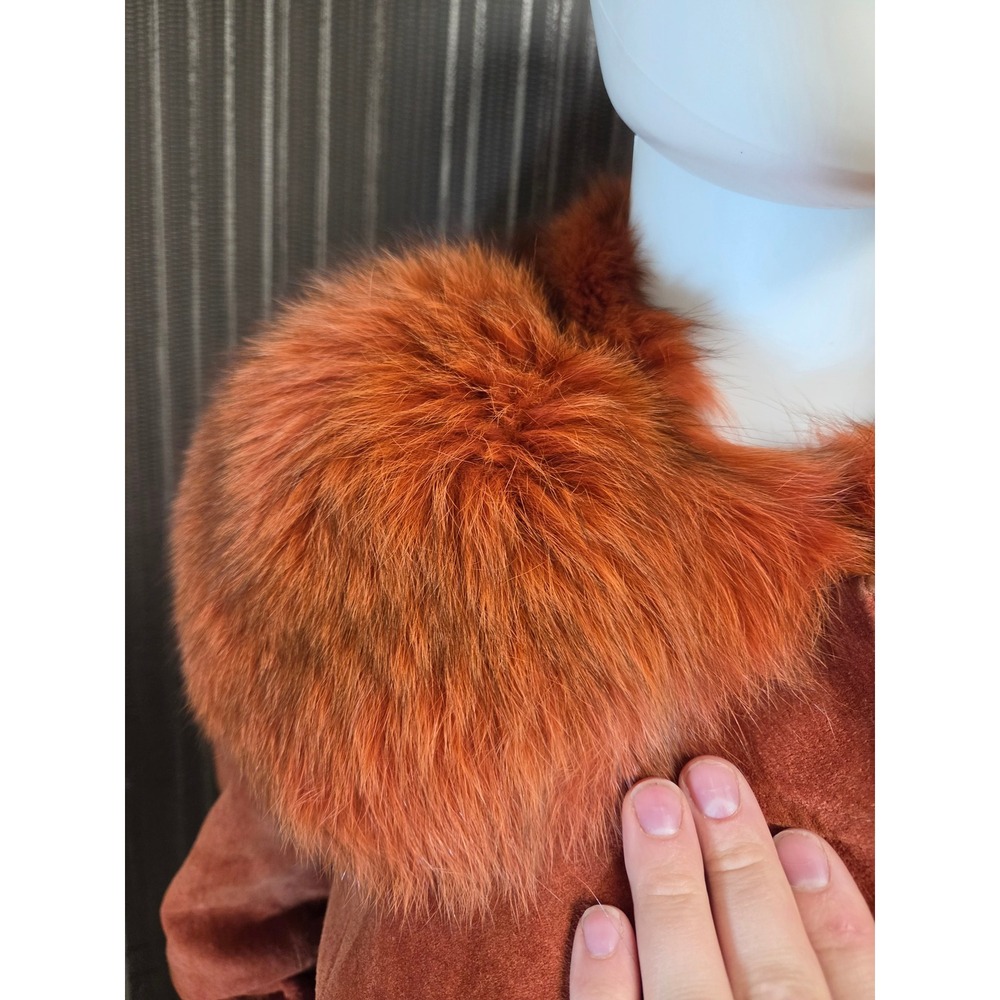 Jean Pecarel Paris 1970 penny lane Vintage Suede real fur Orange rust small - Picture 5 of 16